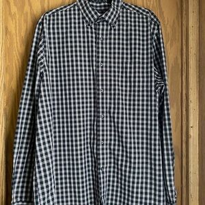 George Men's Black,White,and Red Plaid Long Sleeve Button Down Shirt Size XLT